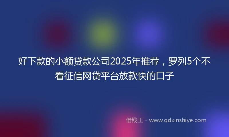 好下款的小额贷款公司2025年推荐，罗列5个不看征信网贷平台放款快的口子
