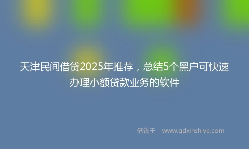 天津民间借贷2025年推荐，总结5个黑户可快速办理小额贷款业务的软件