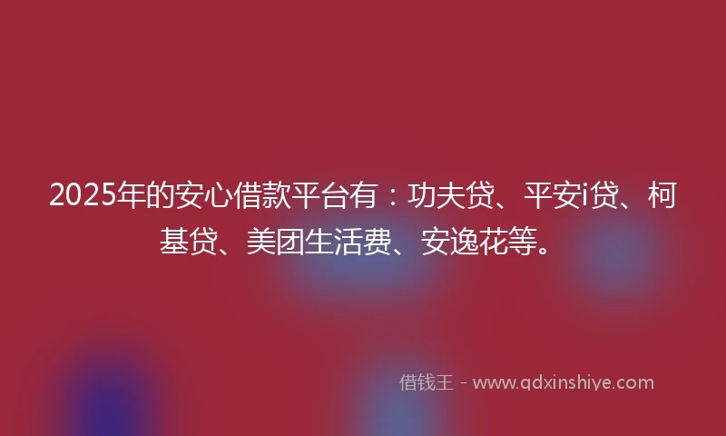 2025年的安心借款平台有：功夫贷、平安i贷、柯基贷、美团生活费、安逸花等。