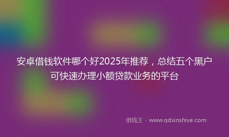 安卓借钱软件哪个好2025年推荐，总结五个黑户可快速办理小额贷款业务的平台