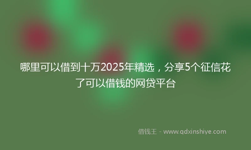 哪里可以借到十万2025年精选，分享5个征信花了可以借钱的网贷平台