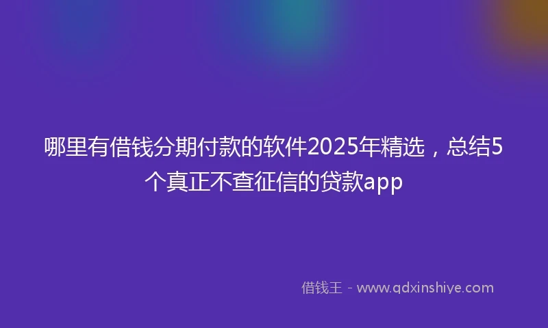 哪里有借钱分期付款的软件2025年精选，总结5个真正不查征信的贷款app