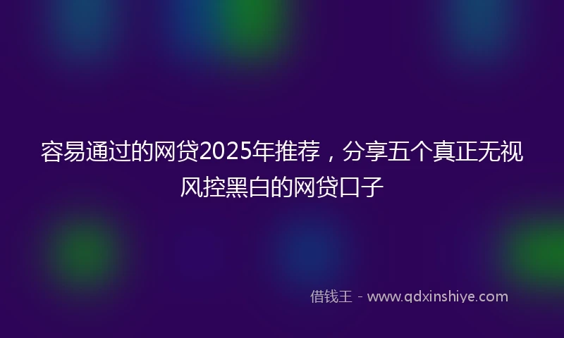 容易通过的网贷2025年推荐，分享五个真正无视风控黑白的网贷口子