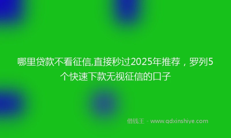 哪里贷款不看征信,直接秒过2025年推荐，罗列5个快速下款无视征信的口子