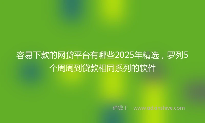容易下款的网贷平台有哪些2025年精选，罗列5个周周到贷款相同系列的软件