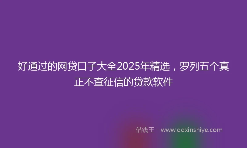 好通过的网贷口子大全2025年精选，罗列五个真正不查征信的贷款软件
