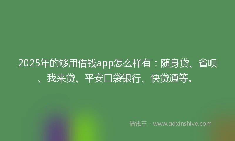 2025年的够用借钱app怎么样有：随身贷、省呗、我来贷、平安口袋银行、快贷通等。