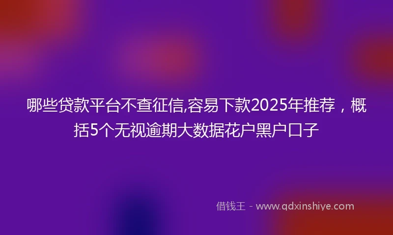 哪些贷款平台不查征信,容易下款2025年推荐，概括5个无视逾期大数据花户黑户口子
