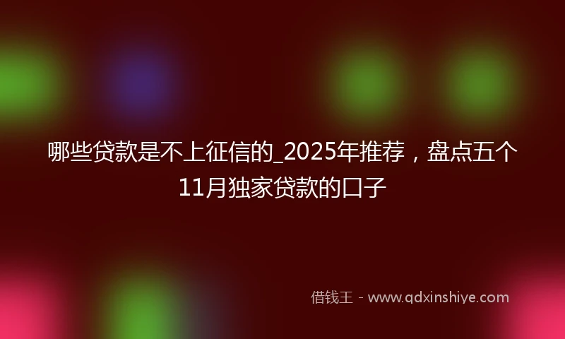 哪些贷款是不上征信的_2025年推荐，盘点五个11月独家贷款的口子