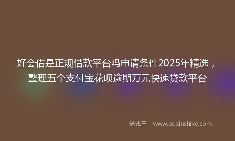 好会借是正规借款平台吗申请条件2025年精选，整理五个支付宝花呗逾期万元快速贷款平台