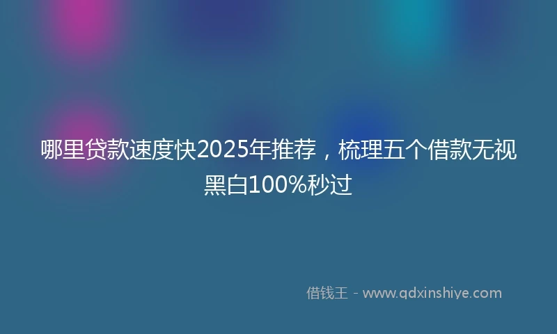 哪里贷款速度快2025年推荐，梳理五个借款无视黑白100%秒过