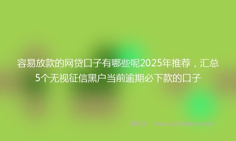 容易放款的网贷口子有哪些呢2025年推荐，汇总5个无视征信黑户当前逾期必下款的口子