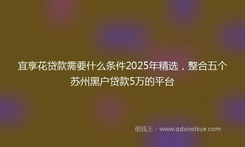 宜享花贷款需要什么条件2025年精选,整合五个苏州黑户贷款5万的平台