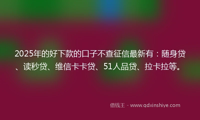 2025年的好下款的口子不查征信最新有：随身贷、读秒贷、维信卡卡贷、51人品贷、拉卡拉等。