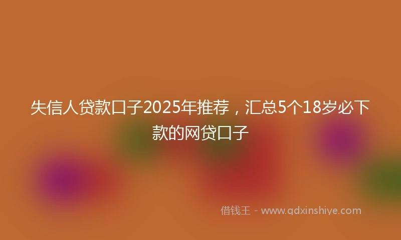 失信人贷款口子2025年推荐，汇总5个18岁必下款的网贷口子