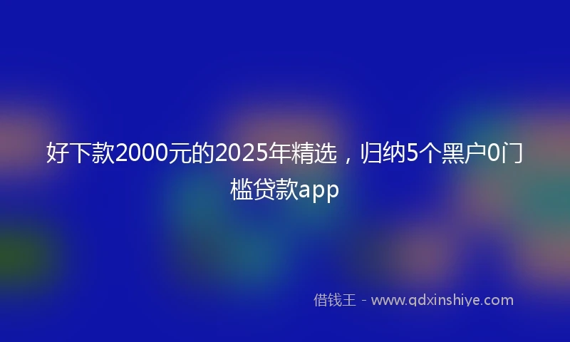 好下款2000元的2025年精选，归纳5个黑户0门槛贷款app