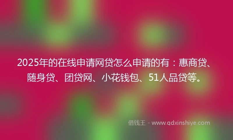 2025年的在线申请网贷怎么申请的有：惠商贷、随身贷、团贷网、小花钱包、51人品贷等。