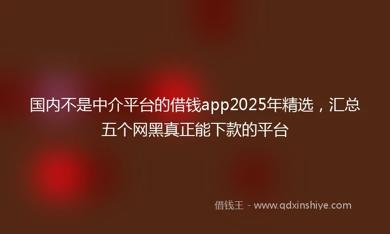 国内不是中介平台的借钱app2025年精选，汇总五个网黑真正能下款的平台