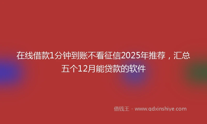 在线借款1分钟到账不看征信2025年推荐，汇总五个12月能贷款的软件