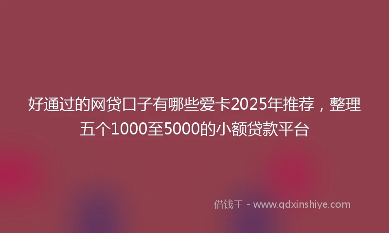 好通过的网贷口子有哪些爱卡2025年推荐，整理五个1000至5000的小额贷款平台