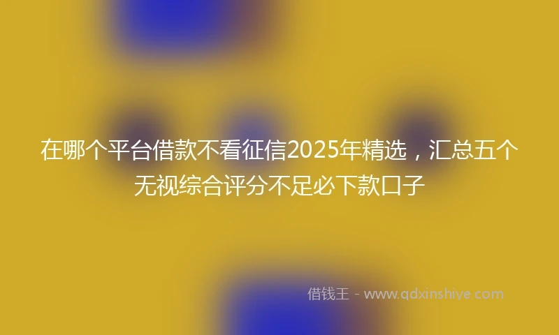 在哪个平台借款不看征信2025年精选，汇总五个无视综合评分不足必下款口子