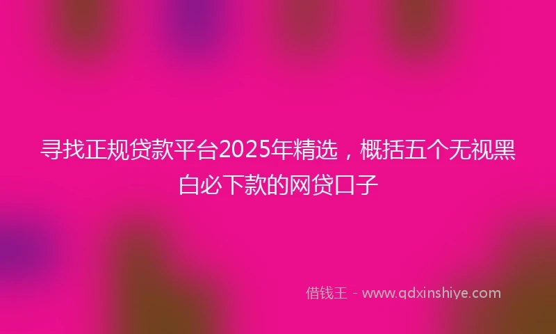 寻找正规贷款平台2025年精选，概括五个无视黑白必下款的网贷口子