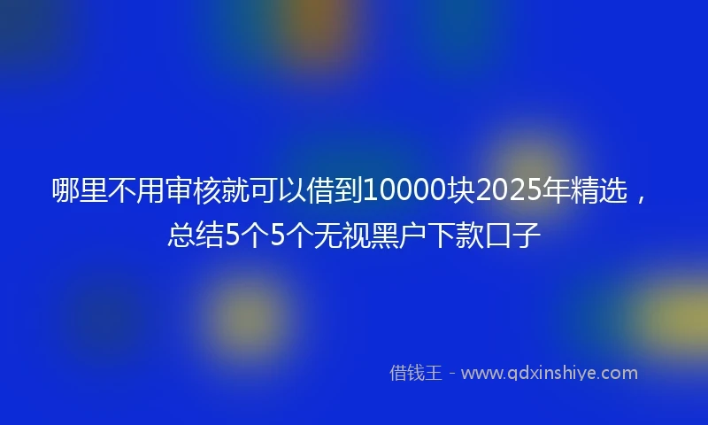 哪里不用审核就可以借到10000块2025年精选，总结5个5个无视黑户下款口子