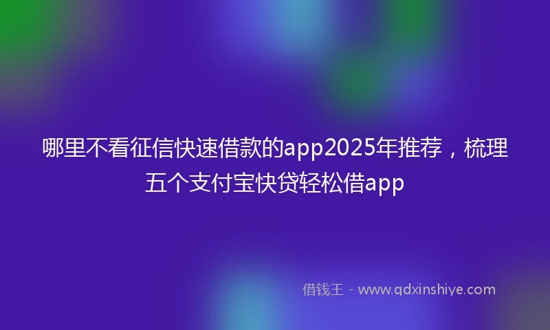 哪里不看征信快速借款的app2025年推荐，梳理五个支付宝快贷轻松借app