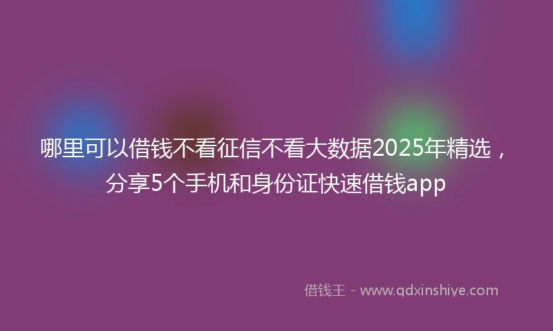 哪里可以借钱不看征信不看大数据2025年精选，分享5个手机和身份证快速借钱app