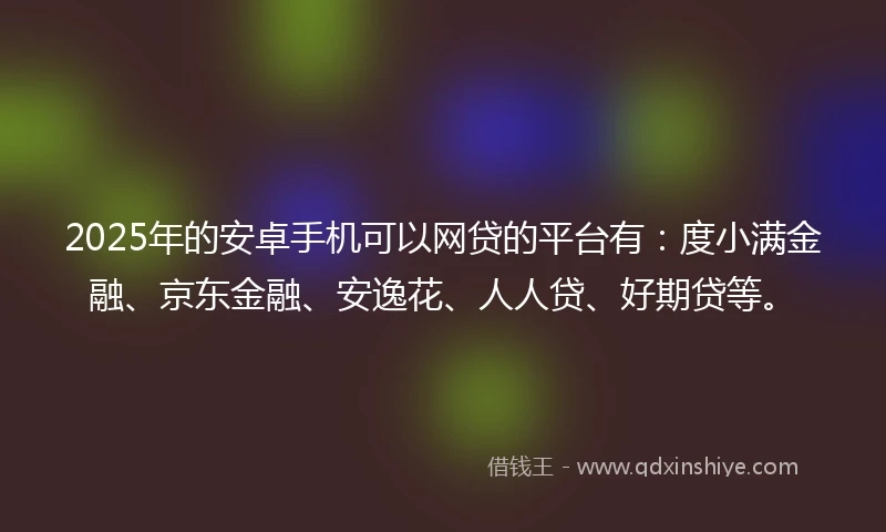 2025年的安卓手机可以网贷的平台有：度小满金融、京东金融、安逸花、人人贷、好期贷等。
