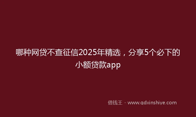 哪种网贷不查征信2025年精选，分享5个必下的小额贷款app