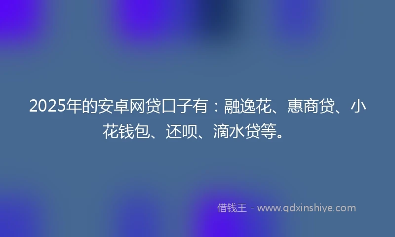 2025年的安卓网贷口子有：融逸花、惠商贷、小花钱包、还呗、滴水贷等。