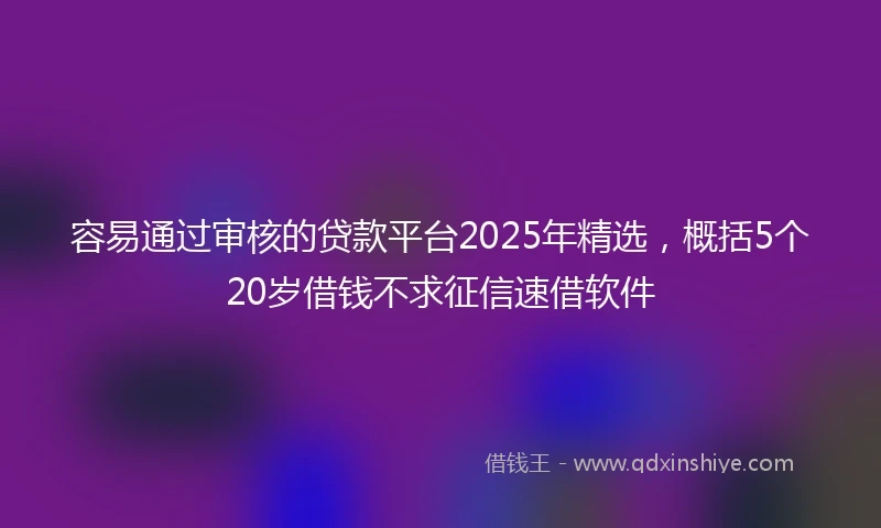 容易通过审核的贷款平台2025年精选，概括5个20岁借钱不求征信速借软件