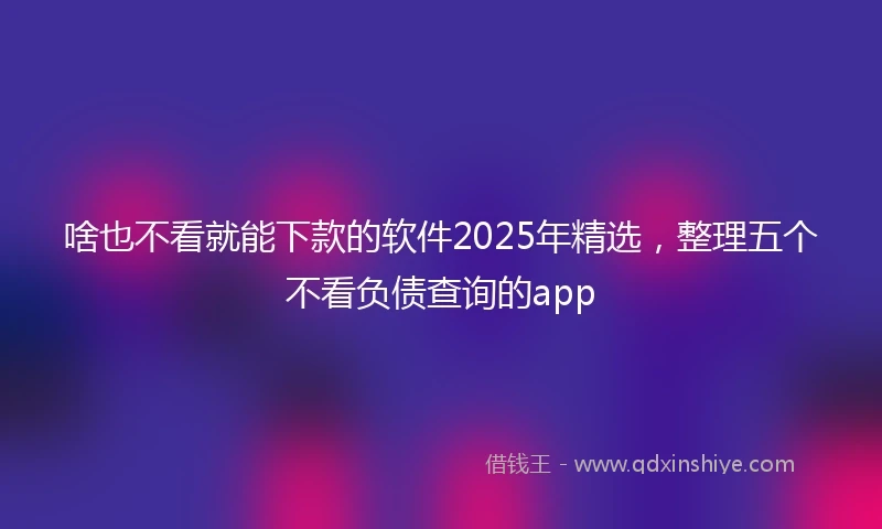 啥也不看就能下款的软件2025年精选，整理五个不看负债查询的app