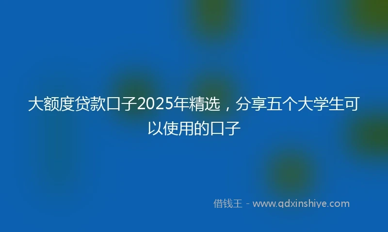 大额度贷款口子2025年精选，分享五个大学生可以使用的口子