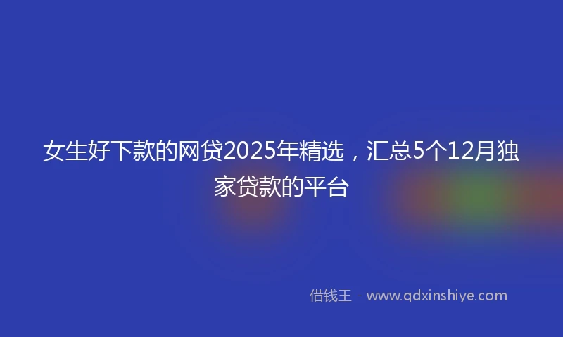 女生好下款的网贷2025年精选，汇总5个12月独家贷款的平台