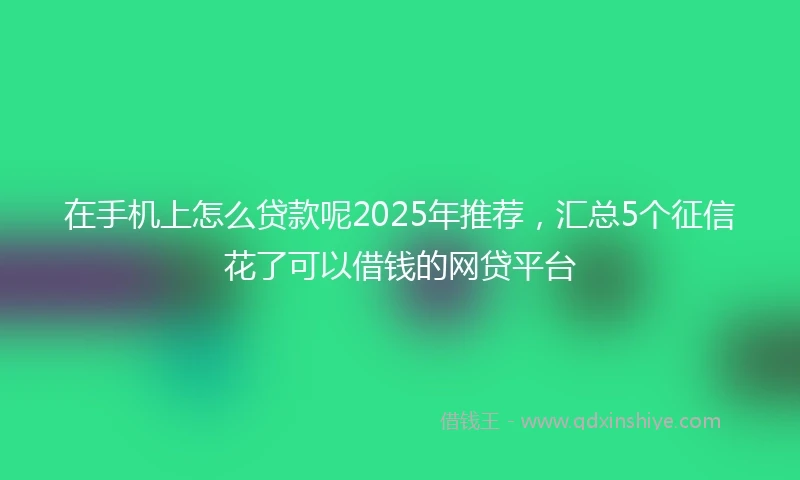 在手机上怎么贷款呢2025年推荐，汇总5个征信花了可以借钱的网贷平台