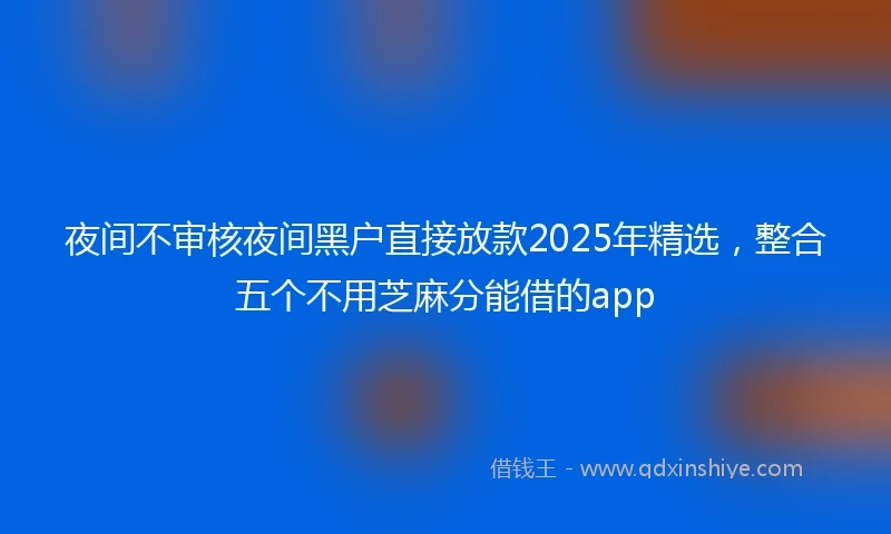 夜间不审核夜间黑户直接放款2025年精选，整合五个不用芝麻分能借的app