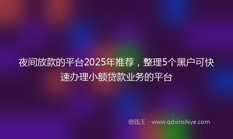 夜间放款的平台2025年推荐，整理5个黑户可快速办理小额贷款业务的平台