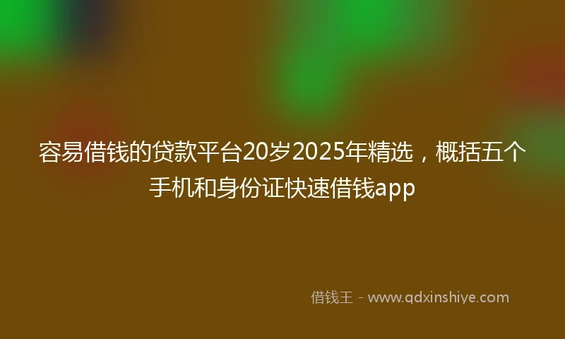 容易借钱的贷款平台20岁2025年精选，概括五个手机和身份证快速借钱app