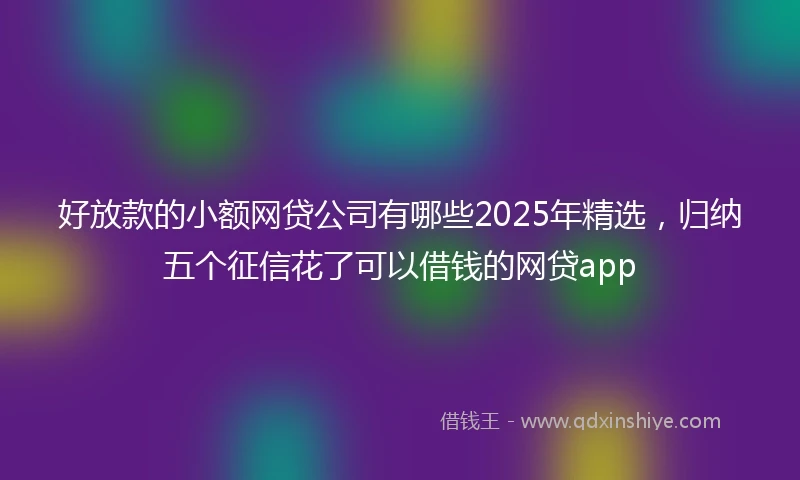 好放款的小额网贷公司有哪些2025年精选,归纳五个征信花了可以借钱的网贷app