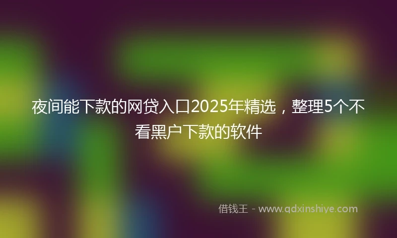 夜间能下款的网贷入口2025年精选，整理5个不看黑户下款的软件