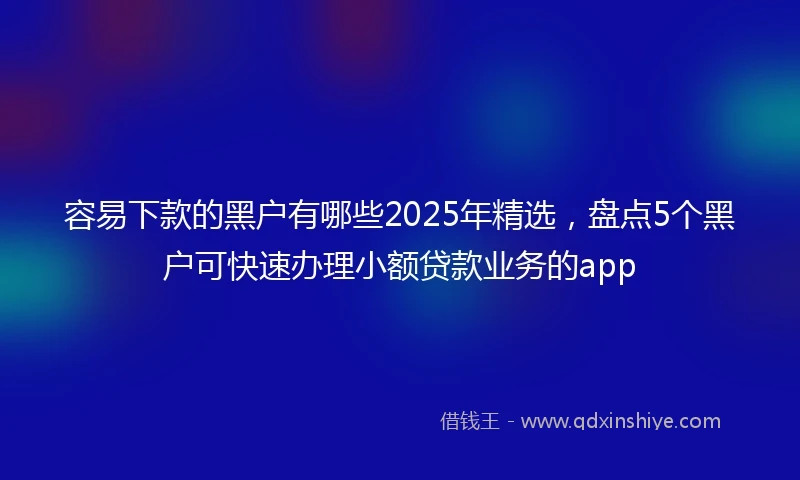 容易下款的黑户有哪些2025年精选，盘点5个黑户可快速办理小额贷款业务的app