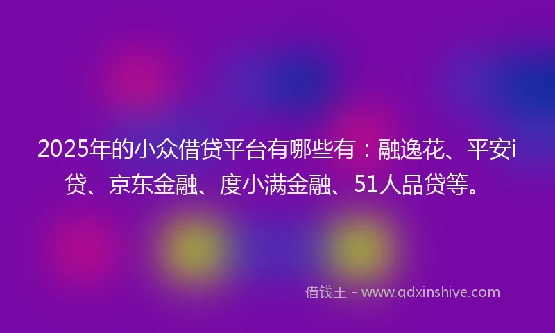 2025年的小众借贷平台有哪些有：融逸花、平安i贷、京东金融、度小满金融、51人品贷等。
