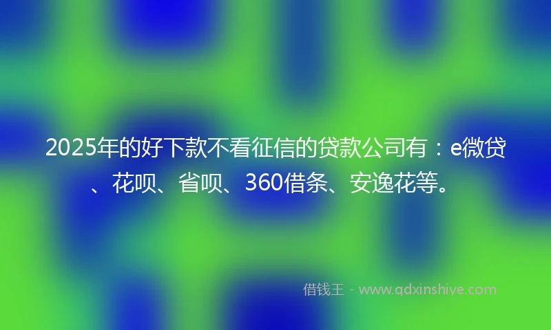 2025年的好下款不看征信的贷款公司有:e微贷、花呗、省呗、360借条、安逸花等。
