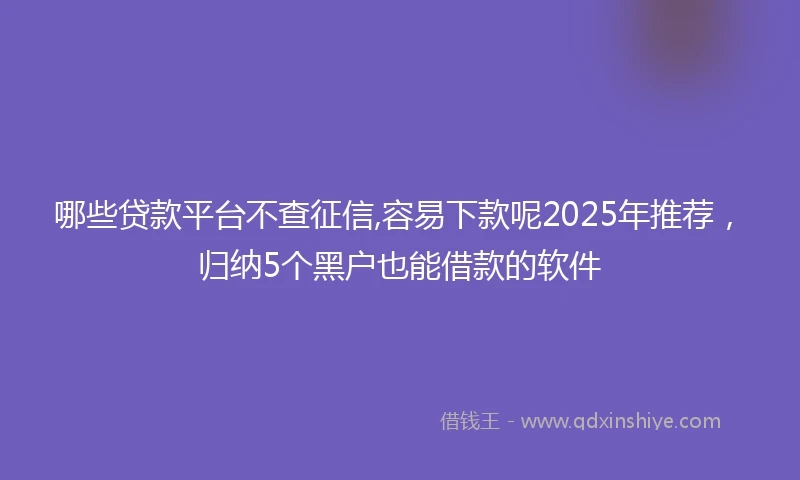 哪些贷款平台不查征信,容易下款呢2025年推荐，归纳5个黑户也能借款的软件