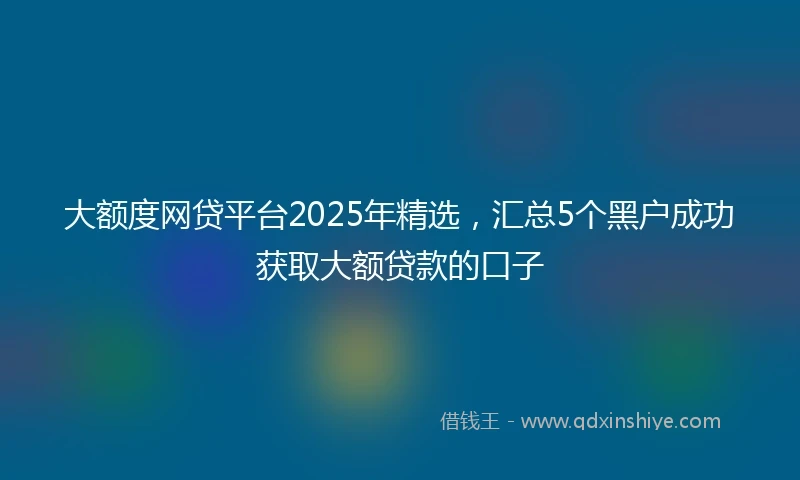 大额度网贷平台2025年精选，汇总5个黑户成功获取大额贷款的口子