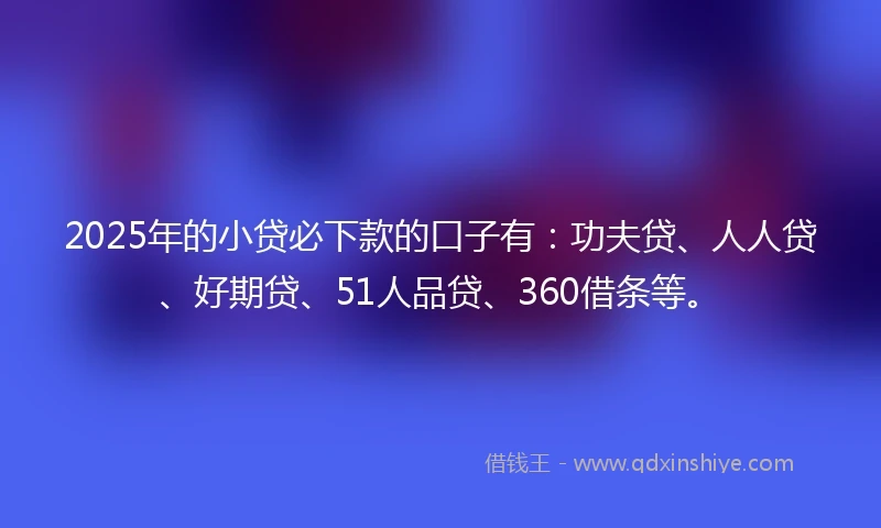 2025年的小贷必下款的口子有：功夫贷、人人贷、好期贷、51人品贷、360借条等。