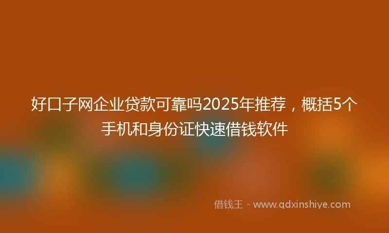 好口子网企业贷款可靠吗2025年推荐，概括5个手机和身份证快速借钱软件