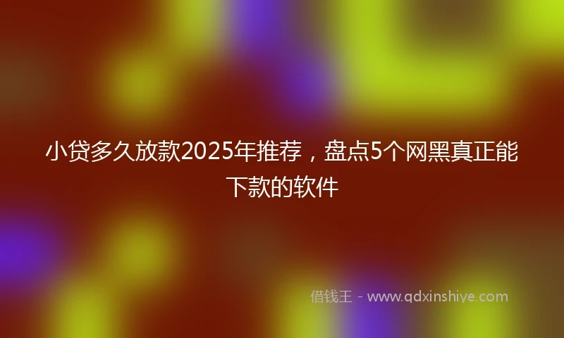 小贷多久放款2025年推荐，盘点5个网黑真正能下款的软件